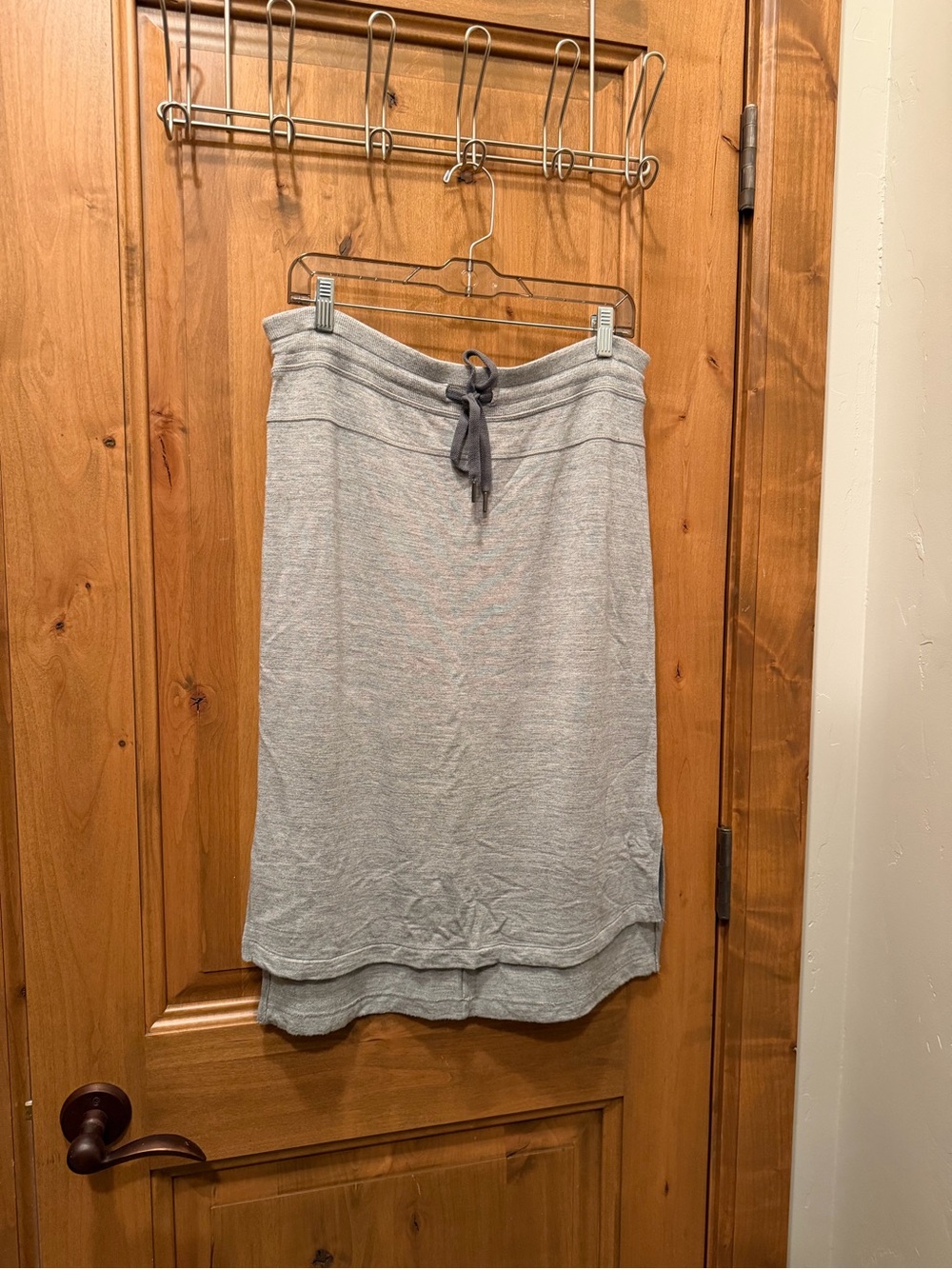Athleta Light Gray Midi Drawstring Knit Skirt